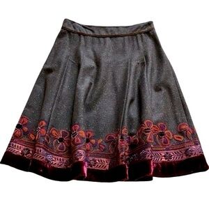 Cynthia Steffe Wool Embroidered Tweed Skirt Size 2